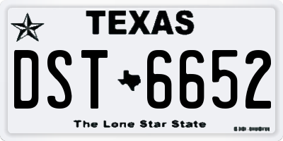 TX license plate DST6652