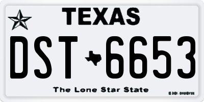 TX license plate DST6653