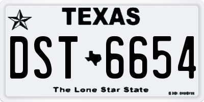 TX license plate DST6654