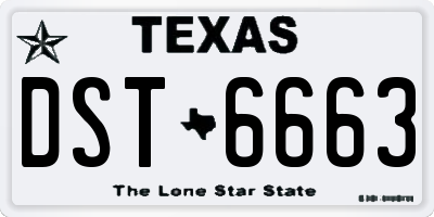 TX license plate DST6663