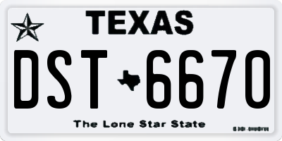 TX license plate DST6670