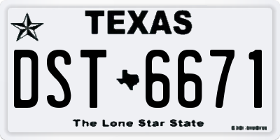 TX license plate DST6671