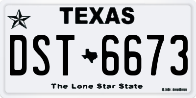 TX license plate DST6673