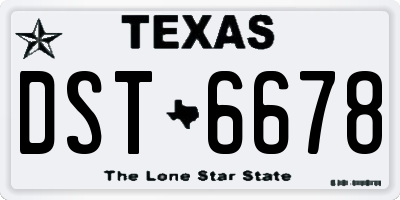 TX license plate DST6678