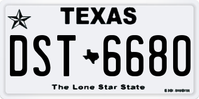 TX license plate DST6680