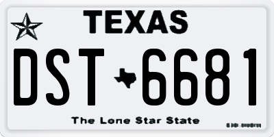 TX license plate DST6681