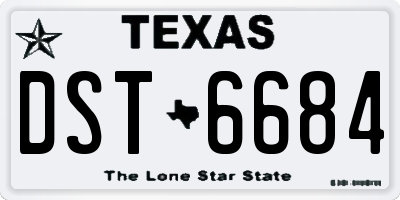 TX license plate DST6684