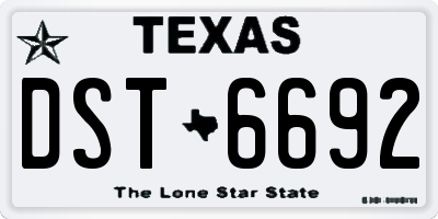 TX license plate DST6692
