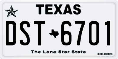 TX license plate DST6701