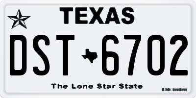 TX license plate DST6702
