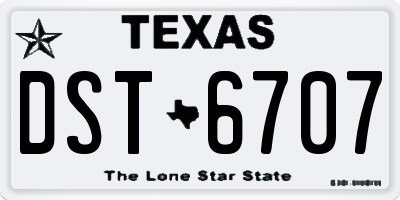 TX license plate DST6707