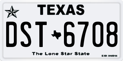 TX license plate DST6708