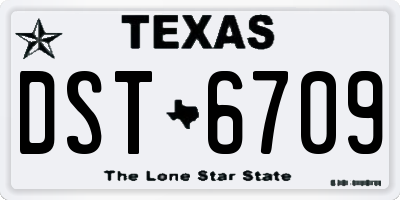 TX license plate DST6709