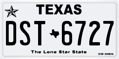 TX license plate DST6727