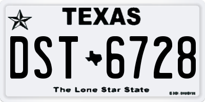TX license plate DST6728
