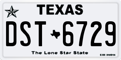 TX license plate DST6729