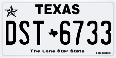 TX license plate DST6733