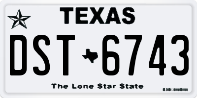 TX license plate DST6743