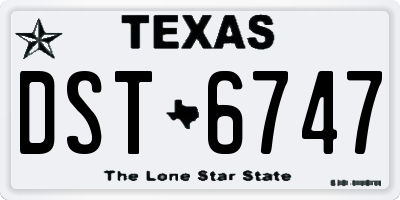TX license plate DST6747