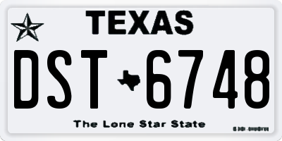 TX license plate DST6748