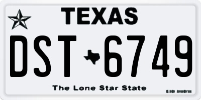 TX license plate DST6749