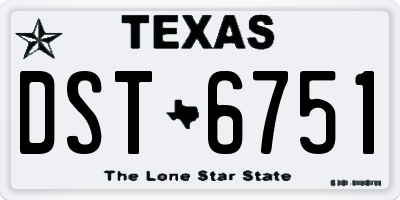 TX license plate DST6751