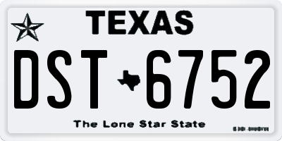 TX license plate DST6752