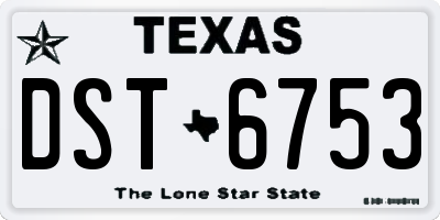 TX license plate DST6753