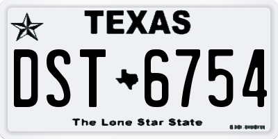 TX license plate DST6754