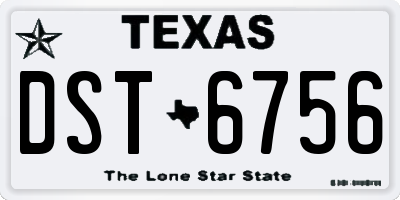 TX license plate DST6756