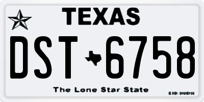 TX license plate DST6758
