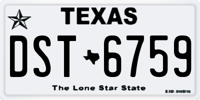 TX license plate DST6759