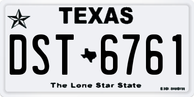 TX license plate DST6761