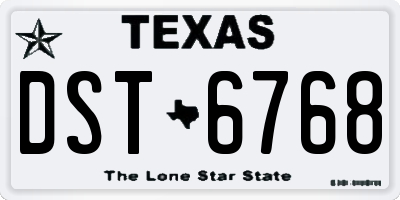 TX license plate DST6768
