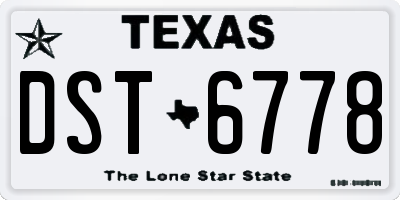 TX license plate DST6778