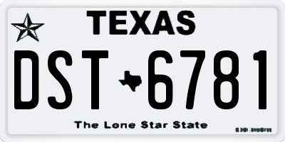 TX license plate DST6781