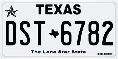 TX license plate DST6782