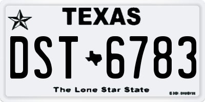 TX license plate DST6783