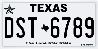 TX license plate DST6789
