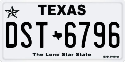 TX license plate DST6796