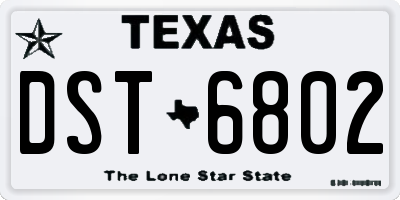 TX license plate DST6802
