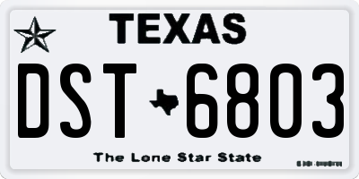 TX license plate DST6803