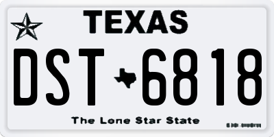 TX license plate DST6818
