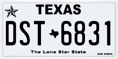 TX license plate DST6831