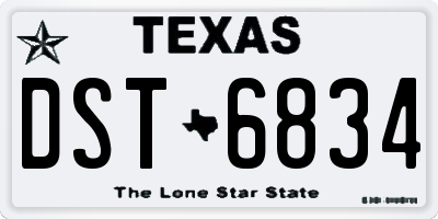 TX license plate DST6834