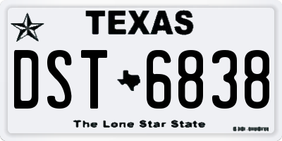 TX license plate DST6838