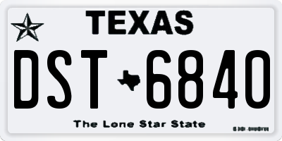 TX license plate DST6840