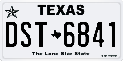 TX license plate DST6841