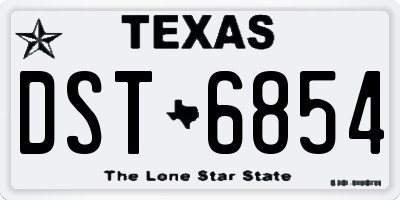 TX license plate DST6854