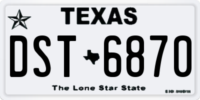 TX license plate DST6870